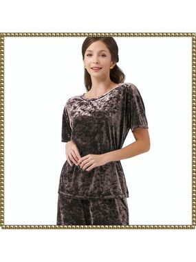 89th & Madison Burgundy Velvet Scoop Neck Top Large XL